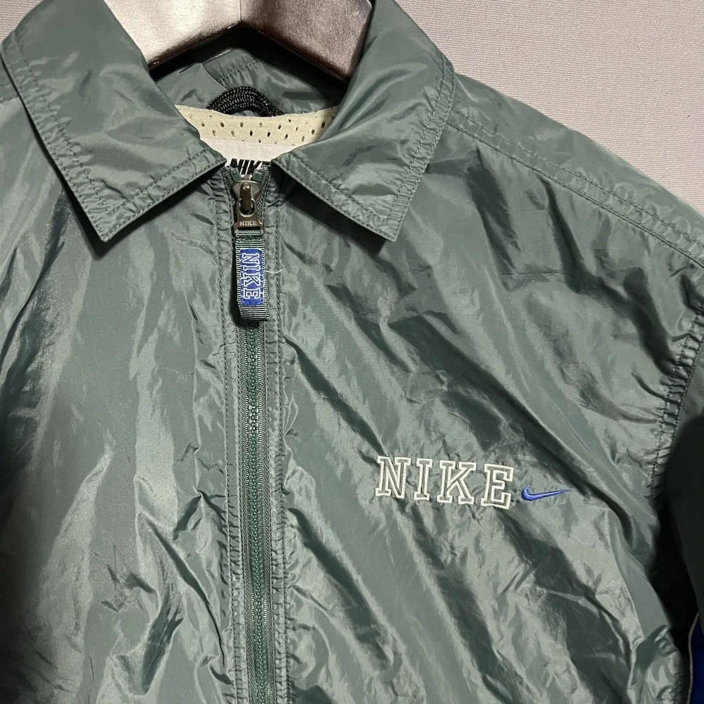 Nike Jacket Mens XS Green Blue Windbreaker Full Zip Mesh Lined Lightweight